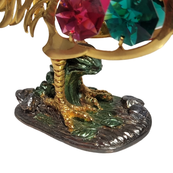 Roaster Statue on Pewter land,Multi- Colored Swarovski Austrian Crystal. - Picture 6 of 7